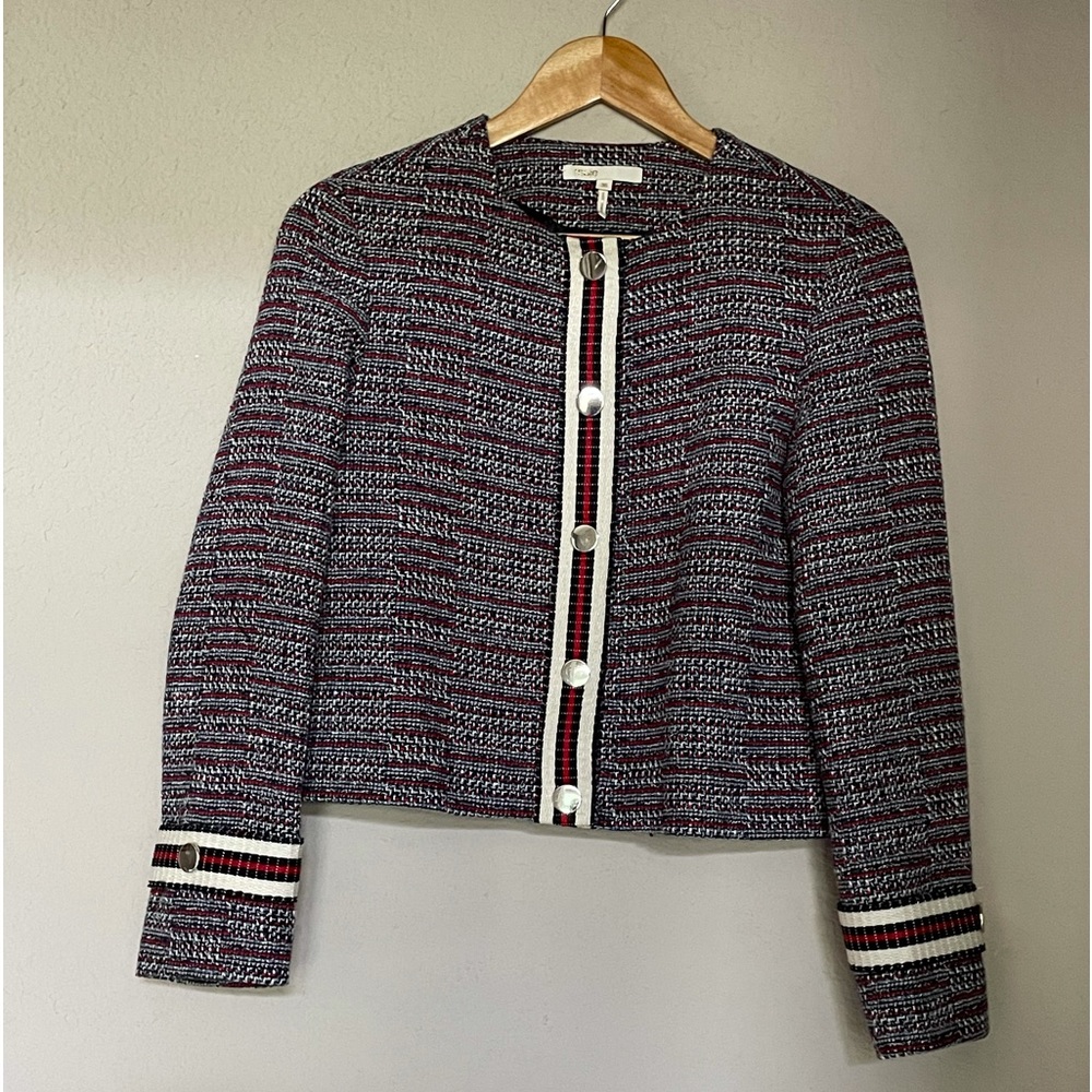 Maje Tweed Jacket Sz 36 Red Black